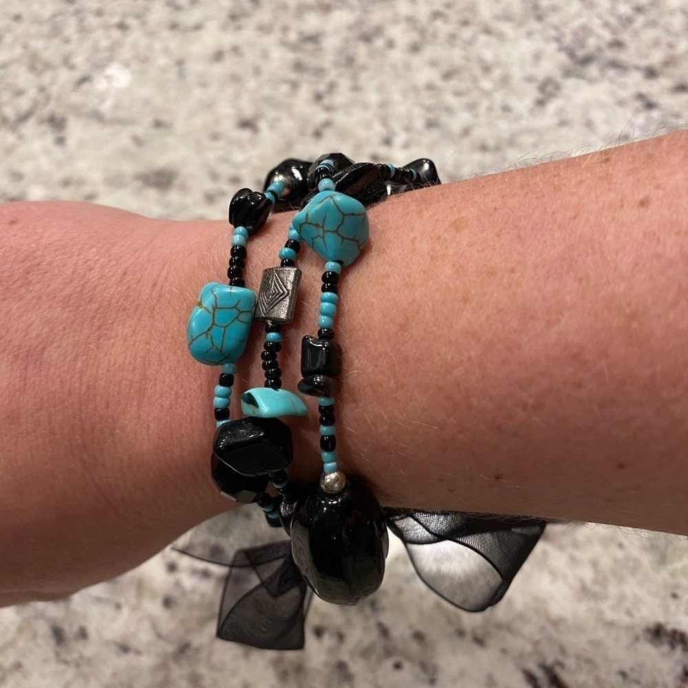 Turquoise and Black Set of 3 Bracelets